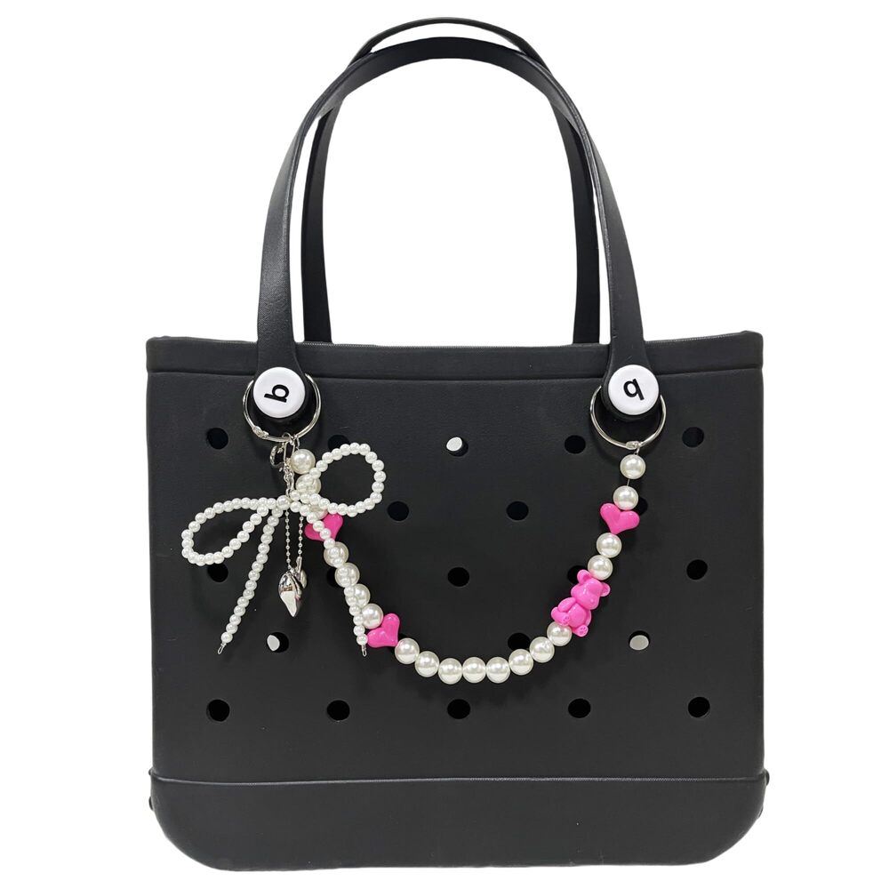 3185 Pearl Beaded Bow Charms for Bogg Bag Accessories Rubber Beach Bag